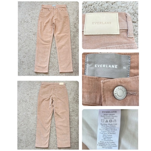 Everlane Baby Cord The Cheeky Straight Regular Corduroy Pants Petal Pink Size 30 - Picture 10 of 16
